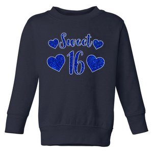  Blue Sparkle Sweet 16 Birthday  Toddler Sweatshirt