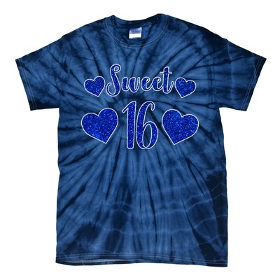  Blue Sparkle Sweet 16 Birthday  Tie-Dye T-Shirt