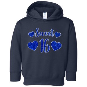  Blue Sparkle Sweet 16 Birthday  Toddler Hoodie