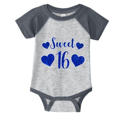  Blue Sparkle Sweet 16 Birthday  Infant Baby Jersey Bodysuit