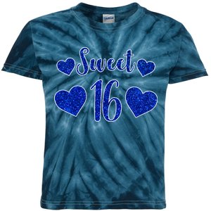  Blue Sparkle Sweet 16 Birthday  Kids Tie-Dye T-Shirt