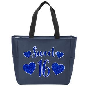  Blue Sparkle Sweet 16 Birthday  Zip Tote Bag