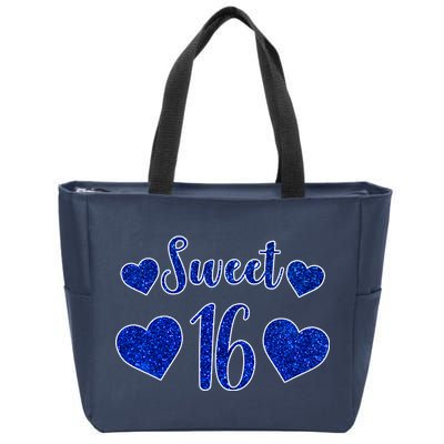  Blue Sparkle Sweet 16 Birthday  Zip Tote Bag