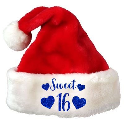  Blue Sparkle Sweet 16 Birthday  Premium Christmas Santa Hat