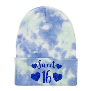  Blue Sparkle Sweet 16 Birthday  Tie Dye 12in Knit Beanie