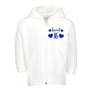  Blue Sparkle Sweet 16 Birthday  Toddler Zip Fleece Hoodie