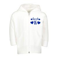  Blue Sparkle Sweet 16 Birthday  Toddler Zip Fleece Hoodie