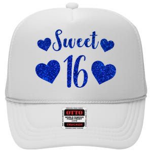  Blue Sparkle Sweet 16 Birthday  High Crown Mesh Back Trucker Hat