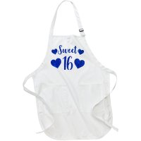  Blue Sparkle Sweet 16 Birthday  Full-Length Apron With Pockets