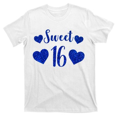  Blue Sparkle Sweet 16 Birthday  T-Shirt