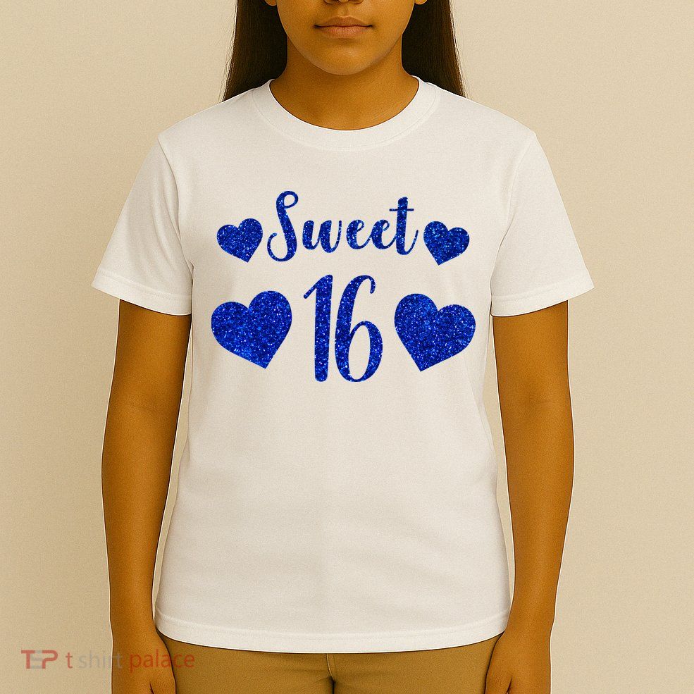  Blue Sparkle Sweet 16 Birthday  T-Shirt