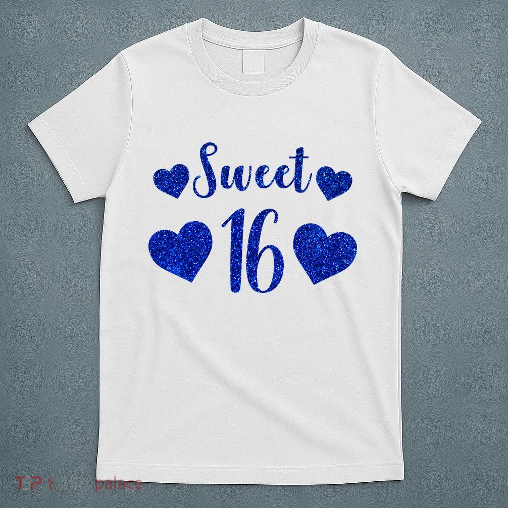  Blue Sparkle Sweet 16 Birthday  T-Shirt