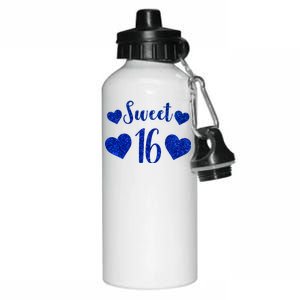  Blue Sparkle Sweet 16 Birthday  Aluminum Water Bottle