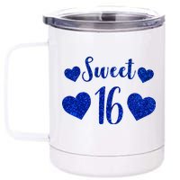  Blue Sparkle Sweet 16 Birthday  12 oz Stainless Steel Tumbler Cup