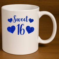  Blue Sparkle Sweet 16 Birthday  11oz C Handle Ceramic Mug