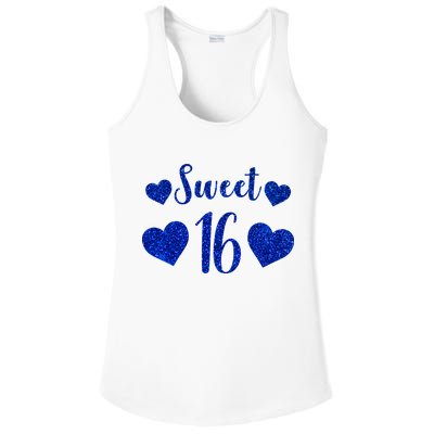  Blue Sparkle Sweet 16 Birthday  Ladies PosiCharge Competitor Racerback Tank