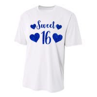  Blue Sparkle Sweet 16 Birthday  Performance Sprint T-Shirt