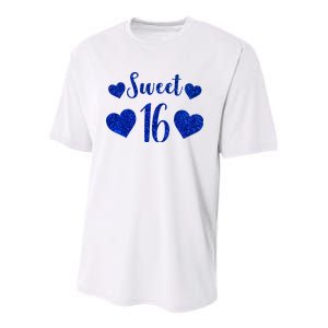  Blue Sparkle Sweet 16 Birthday  Youth Performance Sprint T-Shirt