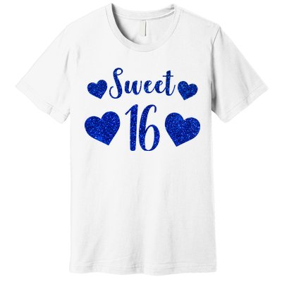  Blue Sparkle Sweet 16 Birthday  Premium T-Shirt