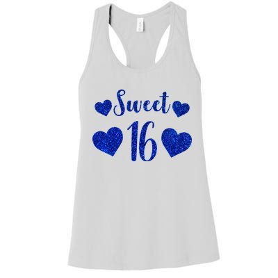  Blue Sparkle Sweet 16 Birthday  Women's Racerback Tank