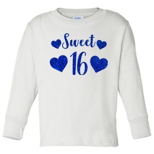  Blue Sparkle Sweet 16 Birthday  Toddler Long Sleeve Shirt