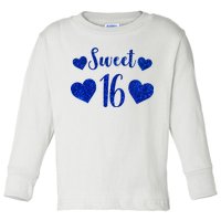  Blue Sparkle Sweet 16 Birthday  Toddler Long Sleeve Shirt