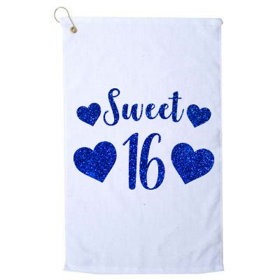  Blue Sparkle Sweet 16 Birthday  Golf Towel