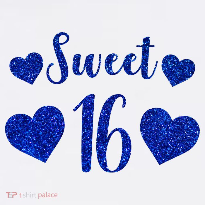  Blue Sparkle Sweet 16 Birthday  Womens T-Shirt