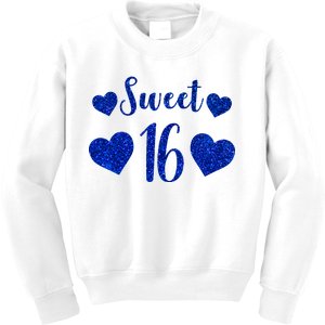  Blue Sparkle Sweet 16 Birthday  Kids Sweatshirt