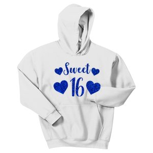  Blue Sparkle Sweet 16 Birthday  Kids Hoodie