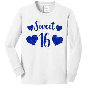  Blue Sparkle Sweet 16 Birthday  Kids Long Sleeve Shirt