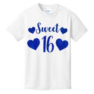  Blue Sparkle Sweet 16 Birthday  Kids T-Shirt