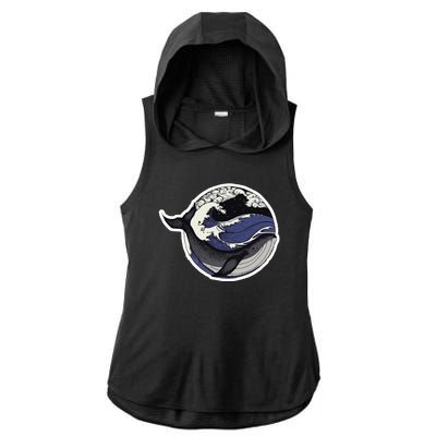 Blue Whale Great Wave Ladies PosiCharge Tri-Blend Wicking Draft Hoodie Tank