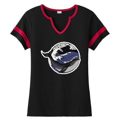 Blue Whale Great Wave Ladies Halftime Notch Neck Tee