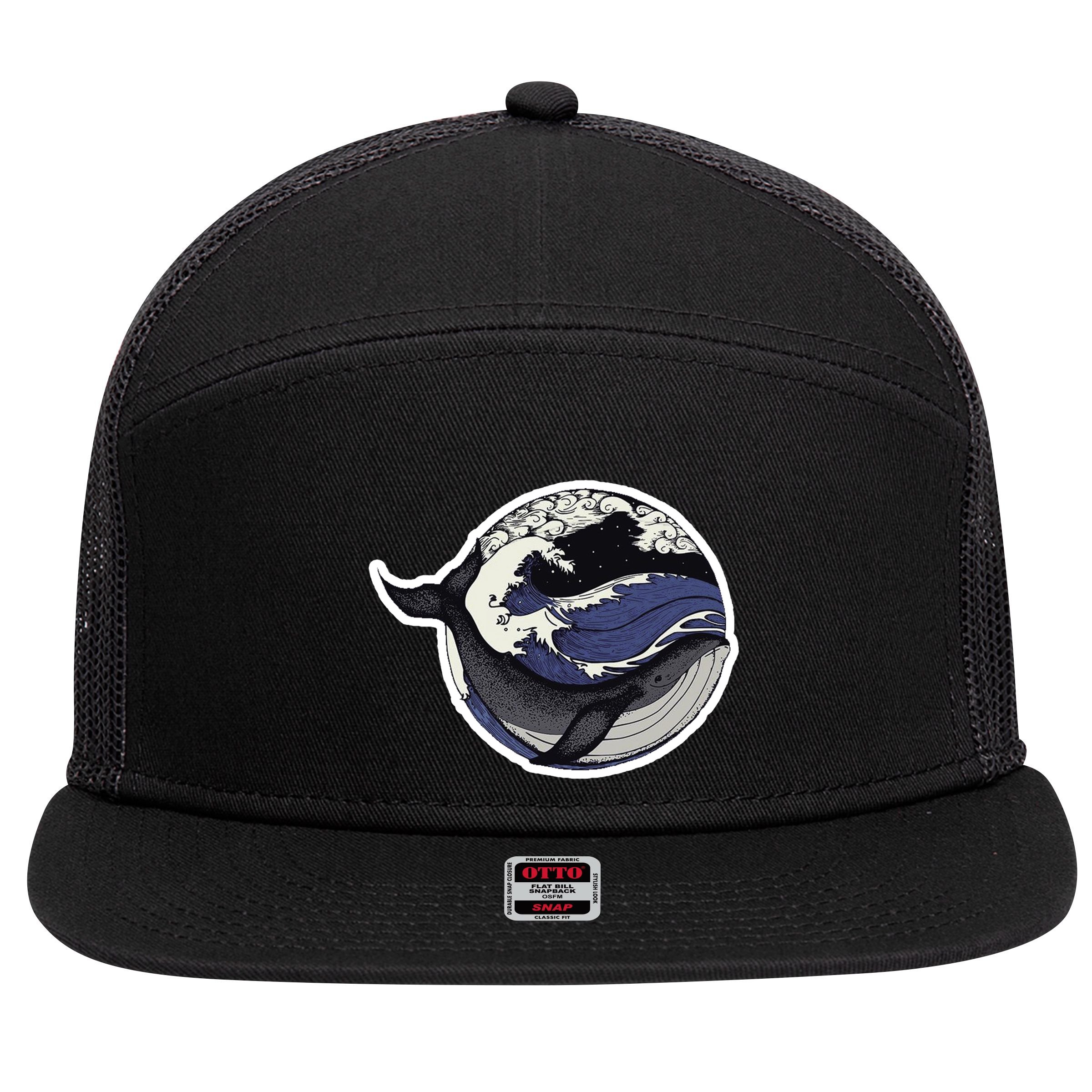 Blue Whale Great Wave 7 Panel Mesh Trucker Snapback Hat