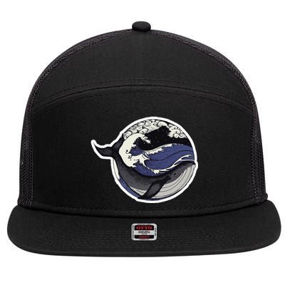 Blue Whale Great Wave 7 Panel Mesh Trucker Snapback Hat