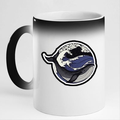 Blue Whale Great Wave 11oz Black Color Changing Mug