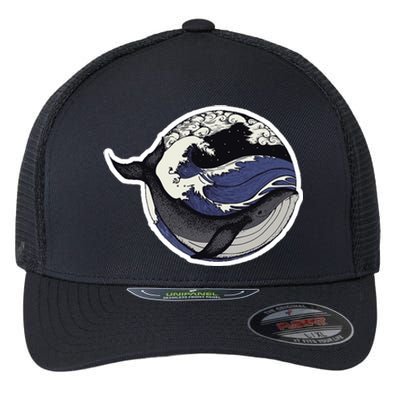 Blue Whale Great Wave Flexfit Unipanel Trucker Cap