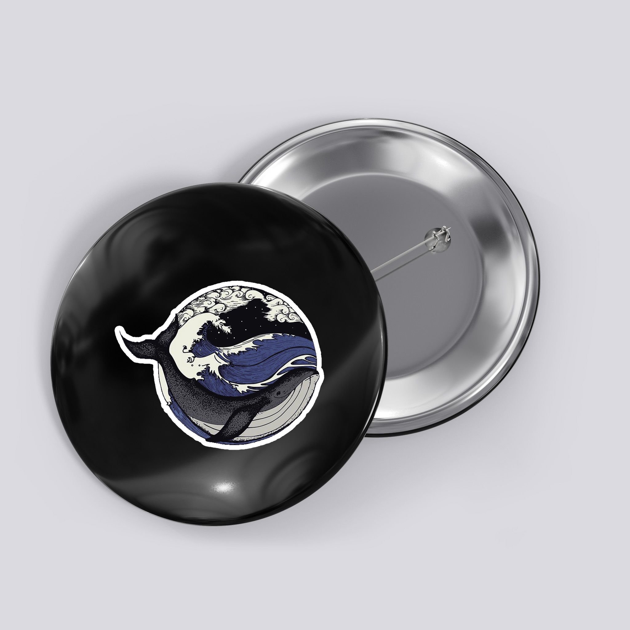 Blue Whale Great Wave Button