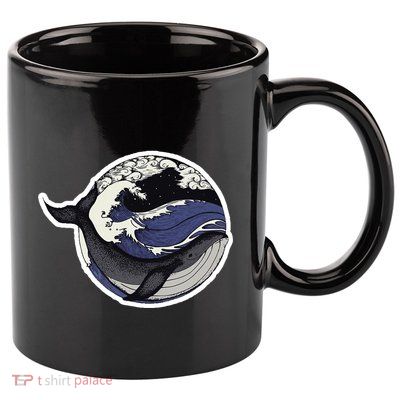 Blue Whale Great Wave 11oz C Handle Ceramic Mug