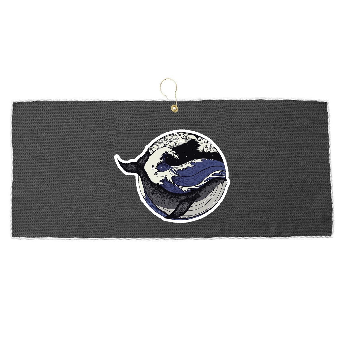 Blue Whale Great Wave Large Microfiber Waffle Golf Towel