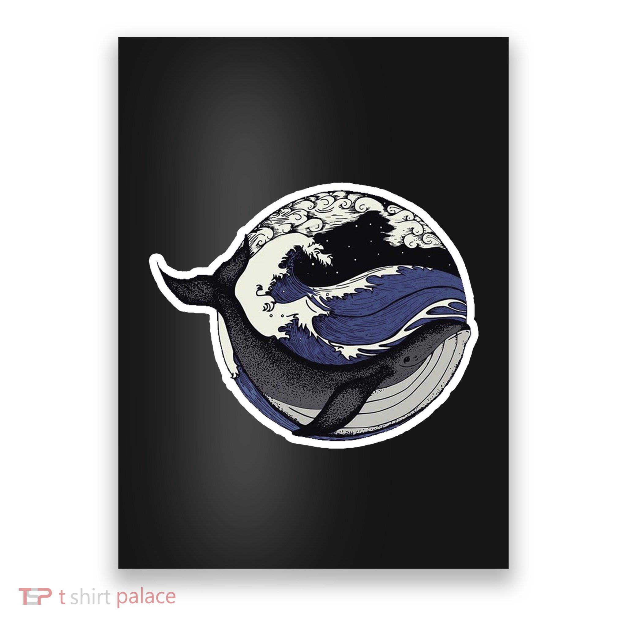 Blue Whale Great Wave Poster