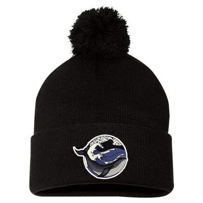 Blue Whale Great Wave Pom Pom 12in Knit Beanie