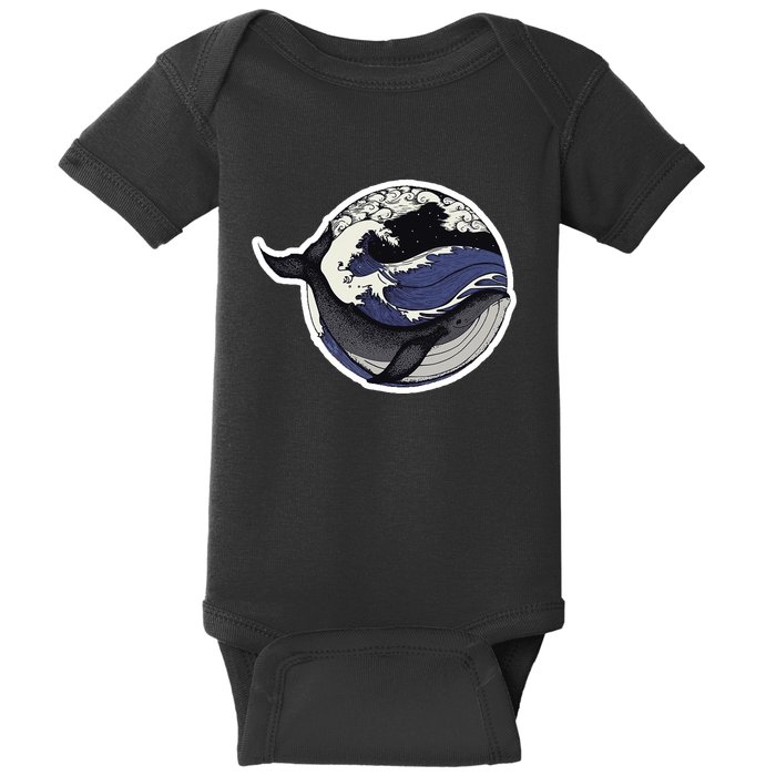 Blue Whale Great Wave Baby Bodysuit
