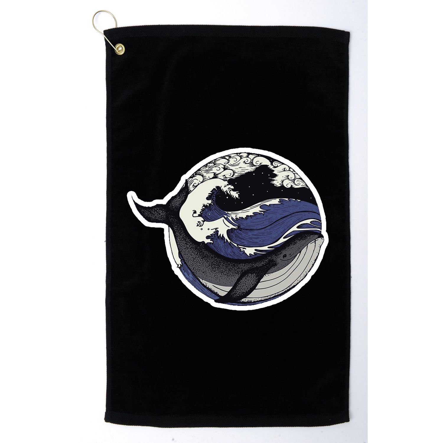 Blue Whale Great Wave Golf Towel