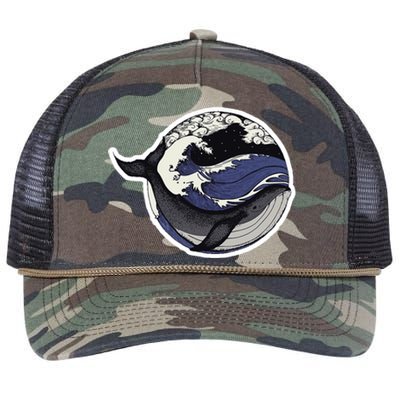 Blue Whale Great Wave Retro Rope Trucker Hat Cap