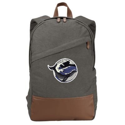 Blue Whale Great Wave Cotton Canvas Backpack