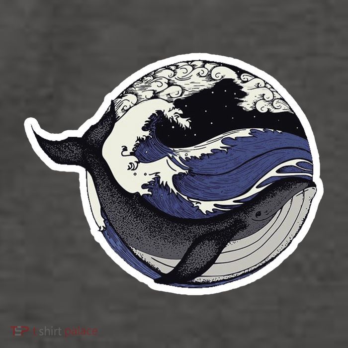 Blue Whale Great Wave Vector Backpack