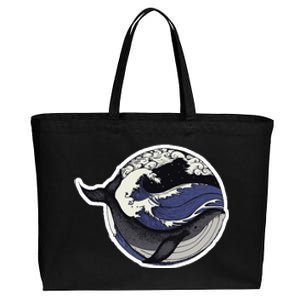 Blue Whale Great Wave Cotton Canvas Jumbo Tote