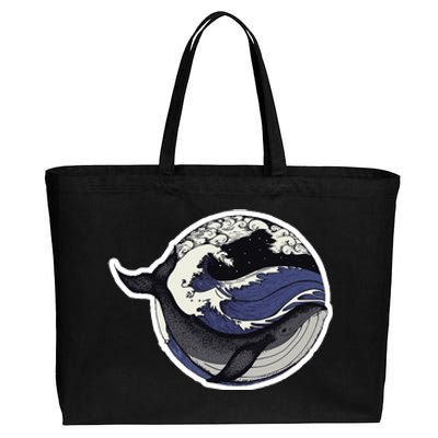 Blue Whale Great Wave Cotton Canvas Jumbo Tote